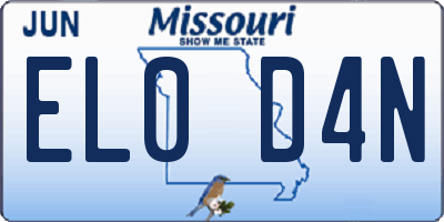 MO license plate EL0D4N