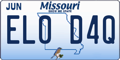 MO license plate EL0D4Q