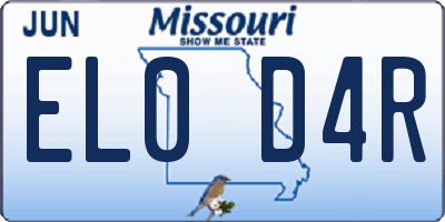 MO license plate EL0D4R