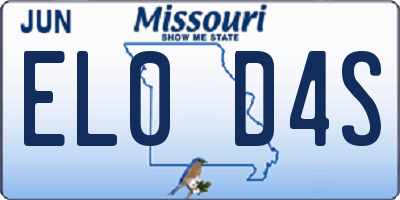 MO license plate EL0D4S