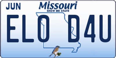MO license plate EL0D4U