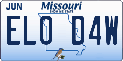MO license plate EL0D4W