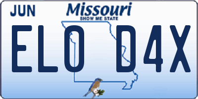 MO license plate EL0D4X