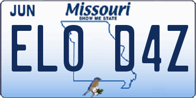 MO license plate EL0D4Z