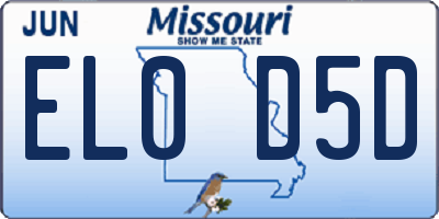 MO license plate EL0D5D