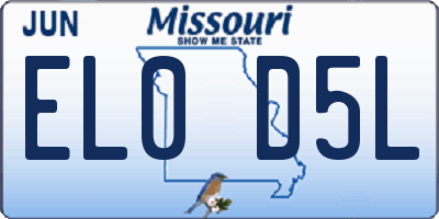 MO license plate EL0D5L