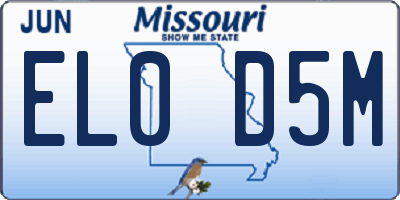 MO license plate EL0D5M