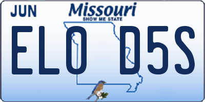 MO license plate EL0D5S