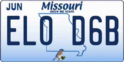 MO license plate EL0D6B