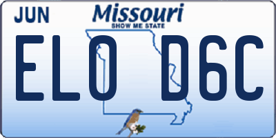 MO license plate EL0D6C