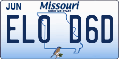 MO license plate EL0D6D