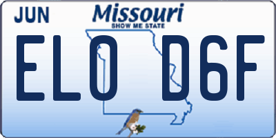 MO license plate EL0D6F