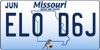MO license plate EL0D6J