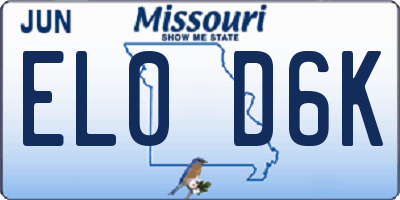 MO license plate EL0D6K