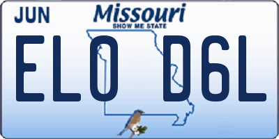 MO license plate EL0D6L