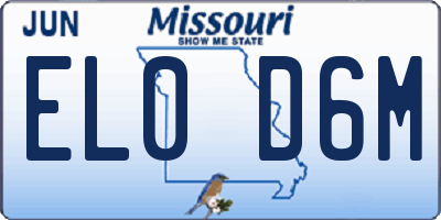 MO license plate EL0D6M