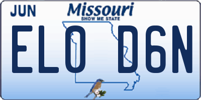 MO license plate EL0D6N
