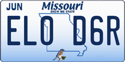 MO license plate EL0D6R