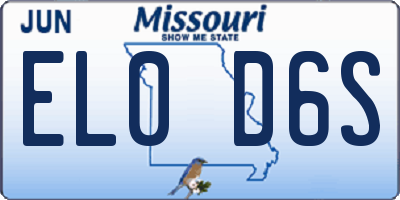 MO license plate EL0D6S