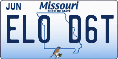 MO license plate EL0D6T