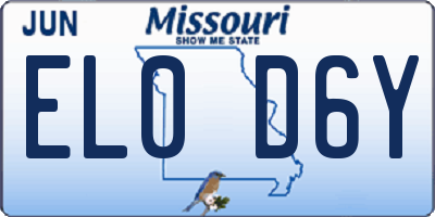 MO license plate EL0D6Y