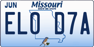 MO license plate EL0D7A