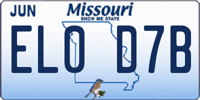 MO license plate EL0D7B