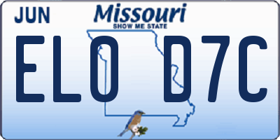 MO license plate EL0D7C