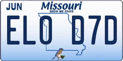 MO license plate EL0D7D