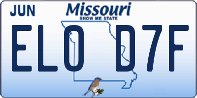 MO license plate EL0D7F