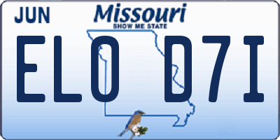 MO license plate EL0D7I
