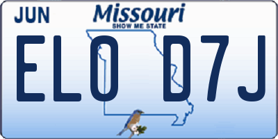 MO license plate EL0D7J