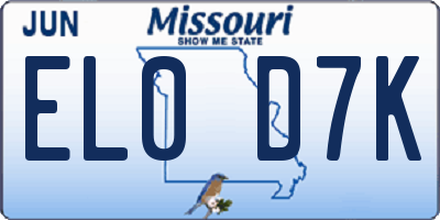 MO license plate EL0D7K