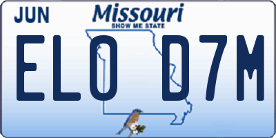 MO license plate EL0D7M