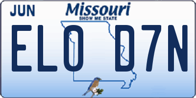 MO license plate EL0D7N