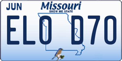MO license plate EL0D7O