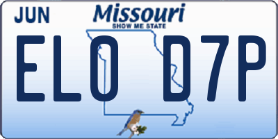 MO license plate EL0D7P