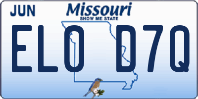 MO license plate EL0D7Q