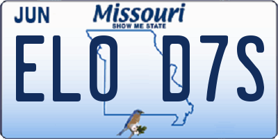 MO license plate EL0D7S