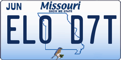 MO license plate EL0D7T