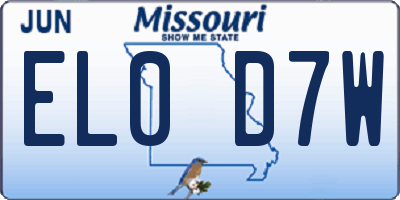 MO license plate EL0D7W