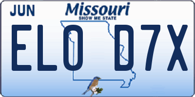 MO license plate EL0D7X