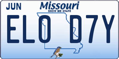 MO license plate EL0D7Y