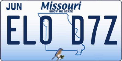 MO license plate EL0D7Z