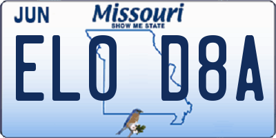 MO license plate EL0D8A