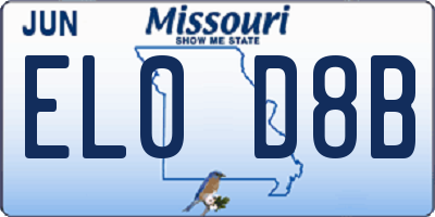 MO license plate EL0D8B