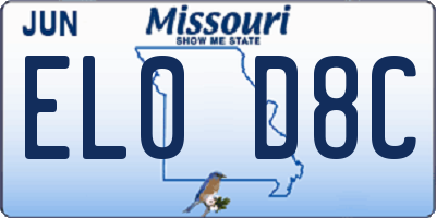 MO license plate EL0D8C
