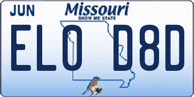 MO license plate EL0D8D