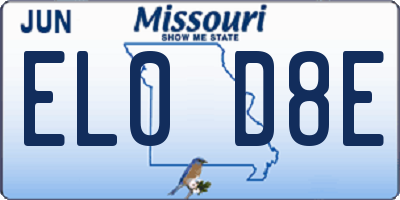 MO license plate EL0D8E
