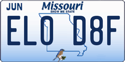 MO license plate EL0D8F